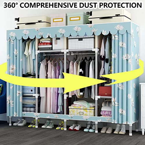 Armoire en toile dressing pliable avec penderie vêtement et étagère tissu