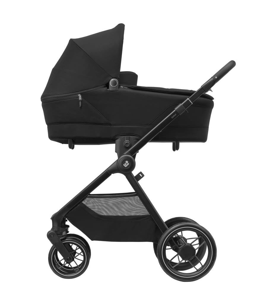 Maxi-Cosi Sense Capazo, Amplio y cómodo, colchón de Memory Foam Transpirable, Paneles ClimaFlow, inclinación SoothingSlope, Apto para Dormir de Noche, asa de Piel Vegana, Twillic Black