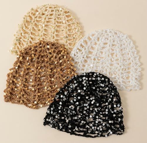 Gorro ligero femenino de malla con lentejuelas brillantes miniatura 2