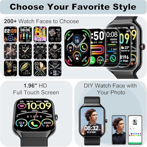 Fempoin Smart Watch for Women Men (Answer/Make Call),1.96" SmartWatch, Fitness Watch with 100+ Sport Modes, IP68 Waterproof, Pedometer, Heart Rate/Sleep Monitor, Activity Tracker for Android iOS - image 5