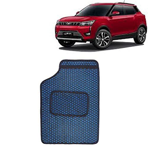 Image of Kingsway Dotted Design Car Floor Foot Mats Universal Fit for Mahindra XUV 300, Model Year : 2019 Onwards, Water and Dustproof, Color Blue, Set of 5 Pieces