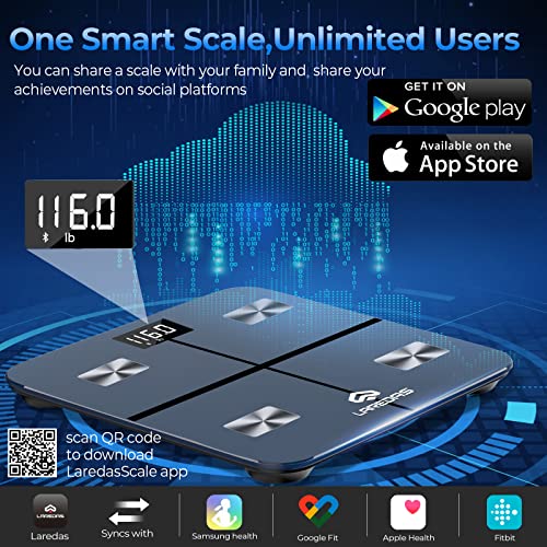 Weight Scale, Digital Bathroom Scale For Body Weight, Body Fat Smart Scale, 17 Accurate Body Composition Health Analyzer, Bluetooth Sync With App, Athlete Baby Mode, 440 Lbs, Incl Batteries #TOP3