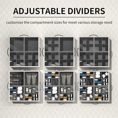 Image of Aokeyee Shoe Organizer for Closet,2 Pack Foldable Shoe Storage Organizer Box Bin with Adjustable Dividers and Clear Cover, Fits up to 16-32 Pairs