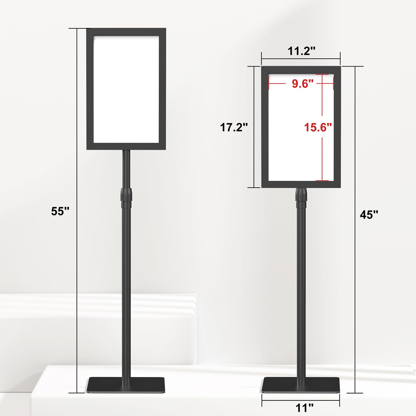 Relx Soporte para carteles de pie de 11 x 17 pulgadas, soporte ajustable para letreros de pedestal, soportes de señalización de doble cara para exhibición de carteles en interiores y exteriores