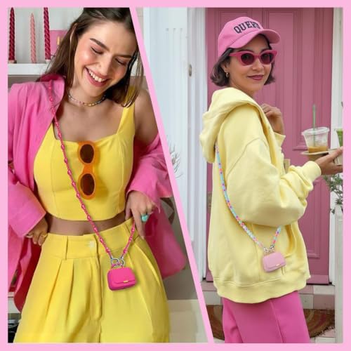 Image of ANCwear Wireless Earbuds with Mini Handbag Case, 22H Playtime, Hot Pink | Bluetooth 5.3, 13mm drivers, touch controls and DIY stickers for music, calls, travel, everyday wear and gifting