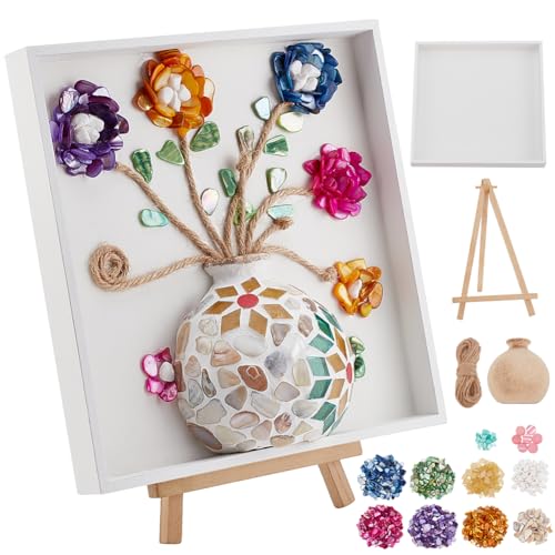 WEBEEDY Kit de peinture mosaïque à faire soi-même, vase à fleurs, motif mosaïque, kits d'art et d'artisanat, fournitures décoratives en mosaïque avec...