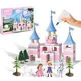 286 PCS Princess Castle Building Kit for Girls 6-12, Mini Brick DIY Craft Castle Playset, STEM Construction Toy, Pink Fantasy Castle Building Set, Creative Alternative to Popular Building Block Sets