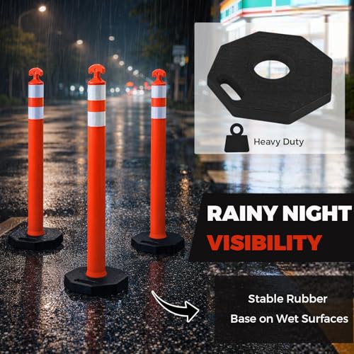 Image of BESEA 6 Pack 36 Inch Traffic Delineator Post Cones with Heavy-Duty Base