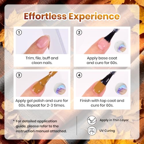 Image of Beetles Fall Gel Nail Polish Set - Vintage Wilds, 6 Colors Fall Gel Polish Set | Fall Nail Art with 2-In-1 Nail Art Pen, Button, Color Card, Soak-Off UV LED, Long-Lasting for Salon, DIY & Holiday Manicures