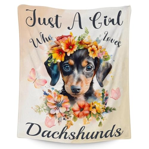 Dachshund Throw Blanket for Girls - 40x50 Inches Crib Size - Soft Fluffy Cozy Blankets Gift - Colorful Cute Blanket Throws for Travel, Office