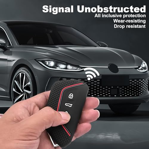 Car Key Cover For Skoda Octavia Enyaq VW MK8 Golf 8 Silicone Key Fob Cover Compatible With Volkswagen Seat Leon MK 4 Tarraco Ateca Cupra Formentor Born 3 Button Auto Keyshell Protective Sleeve - Image 2