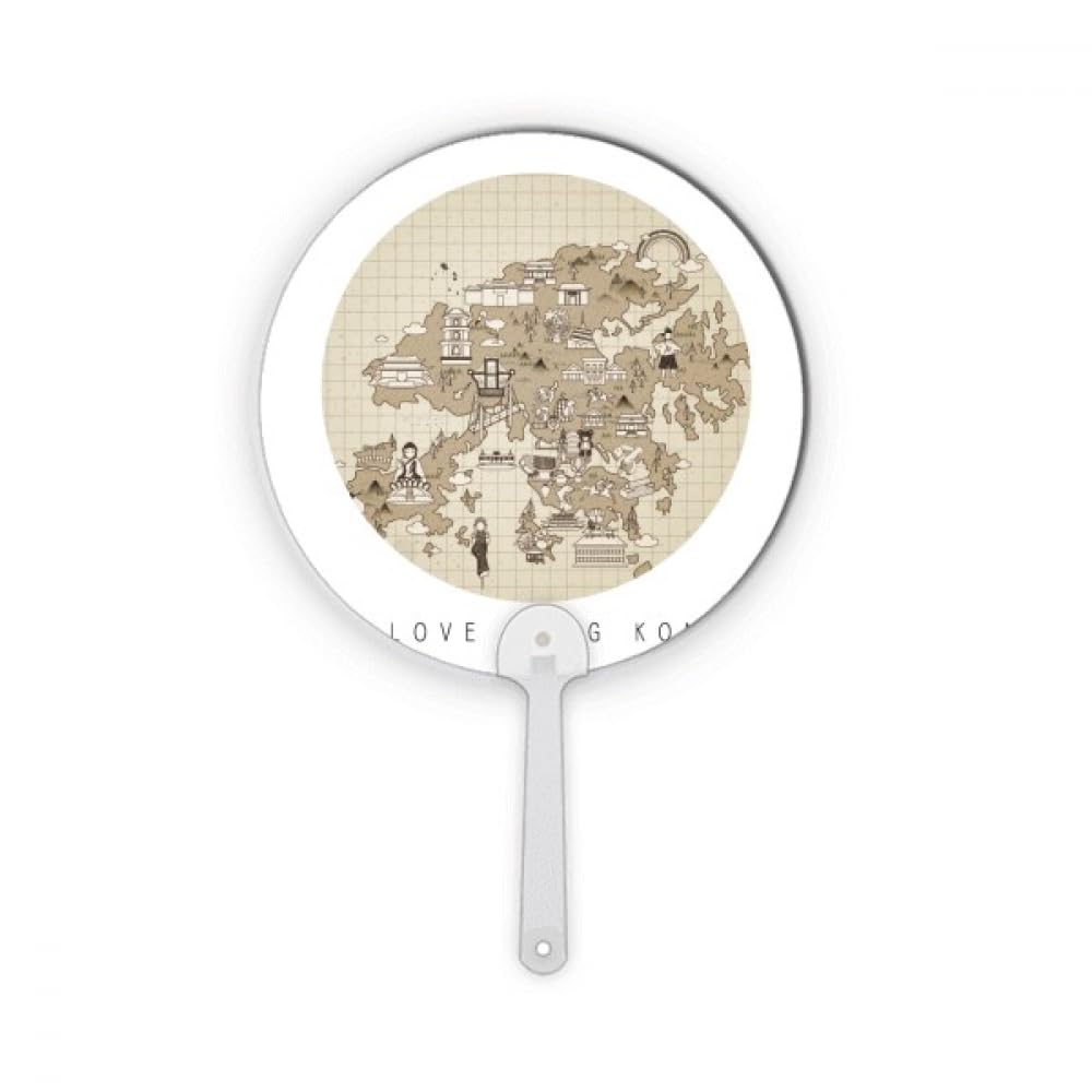 Carte de Hong Kong en plastique rond déco murale Chine sans cadre
