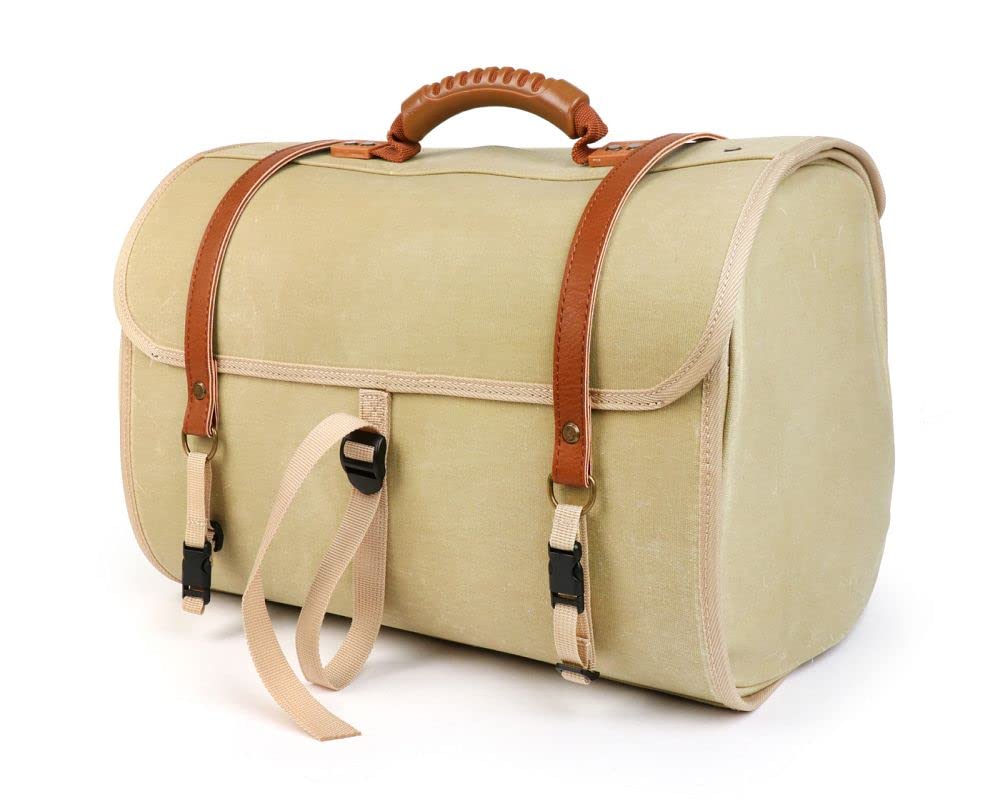 MOTO NOSTRA Koffer/Tasche Classic 'waxed canvas', beige, 35L, 480x300x270mm kompatibel für Vespa, Lambretta, GTS, GTV, LX/LXV, ET4, S50, 150, Sprint, Primavera