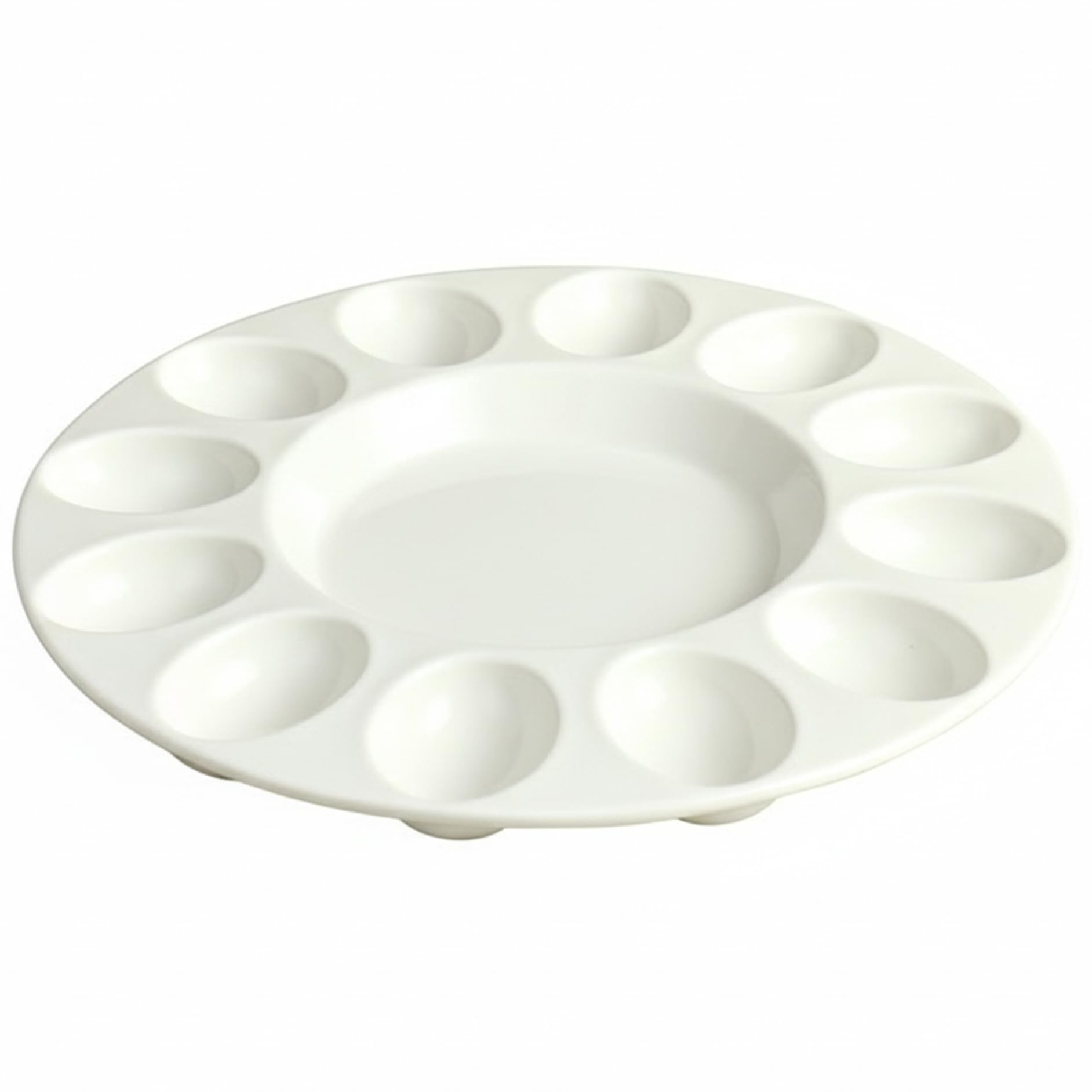 Ngbbby Devil Egg Holder 10 inch 12 Holes Round Ceramic Deviled Egg Tray with Non Slip Base for Festival Decorations, Kitchen Countertop Breakfast, Deviled Tray