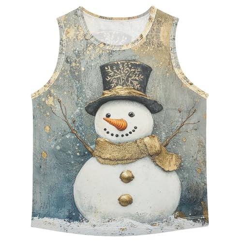 Boys Tank Top Shirts Vintage Winter Snowman Sleeveless T-Shirts Crew Neck for Kids Clothing Children