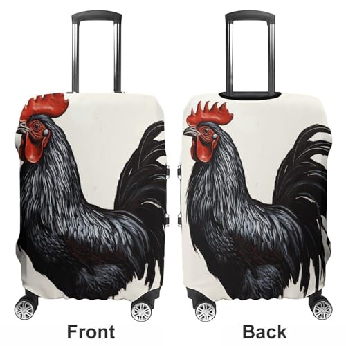 Travel Luggage Cover Elastic Suitcase Protector Anti-Scratch Washable Black Rooster Luggage Sleeve Tsa Approved Carry on Covers Baggage Cover Fits 18-32 Inch Luggages3