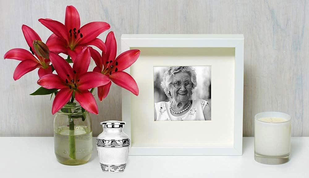 Silver Linings White Adult Large Urn for Human Ashes - A Lovely Sharing Tokens to Remember Your Loved One - Mini Urns for Human Ashes
