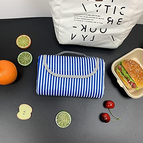 Huiduo Extra Large Picnic Blanket Camping Blanket Picnic Mat Outdoor Blanket With Waterproof Great For Beach Outdoor Camping Picnic 79 X 79 Inches White Coffee Green (Dark-Blue-Stripe, 79X79 Inches) #TOP4