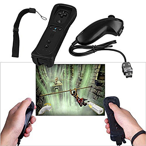 yinwen220us Black Remote Nunchuck Controller Set for Nintendo Wii