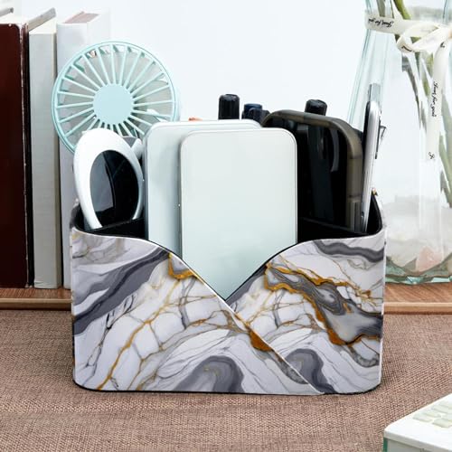 Texture marbre blanc pour cet élégant pot de rangement multifonction