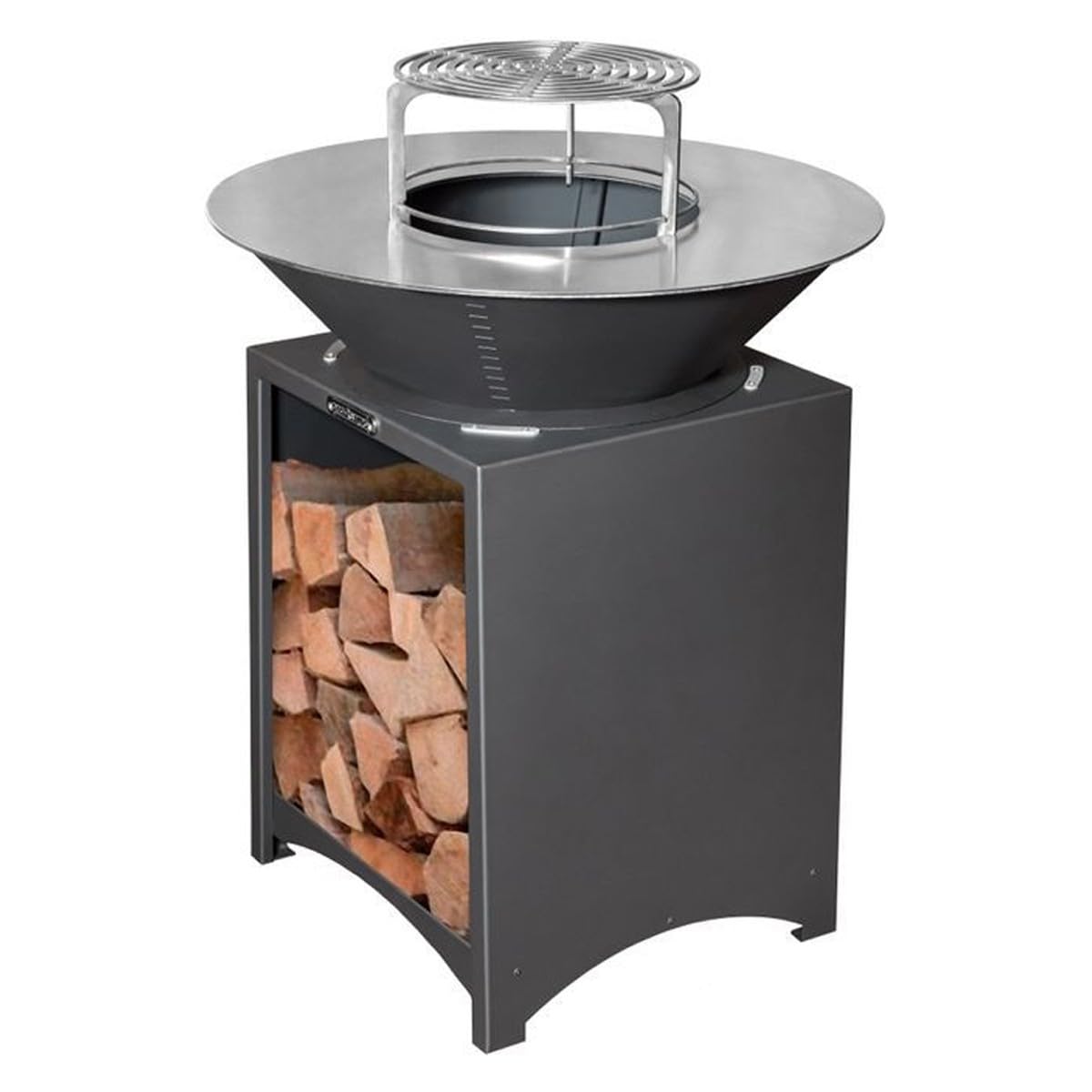 Mon Mobilier Design Fiesta Brasero Haut avec Plaque et Grille Amovible en Acier Barbecue plancha extérieur Ø 75 cm