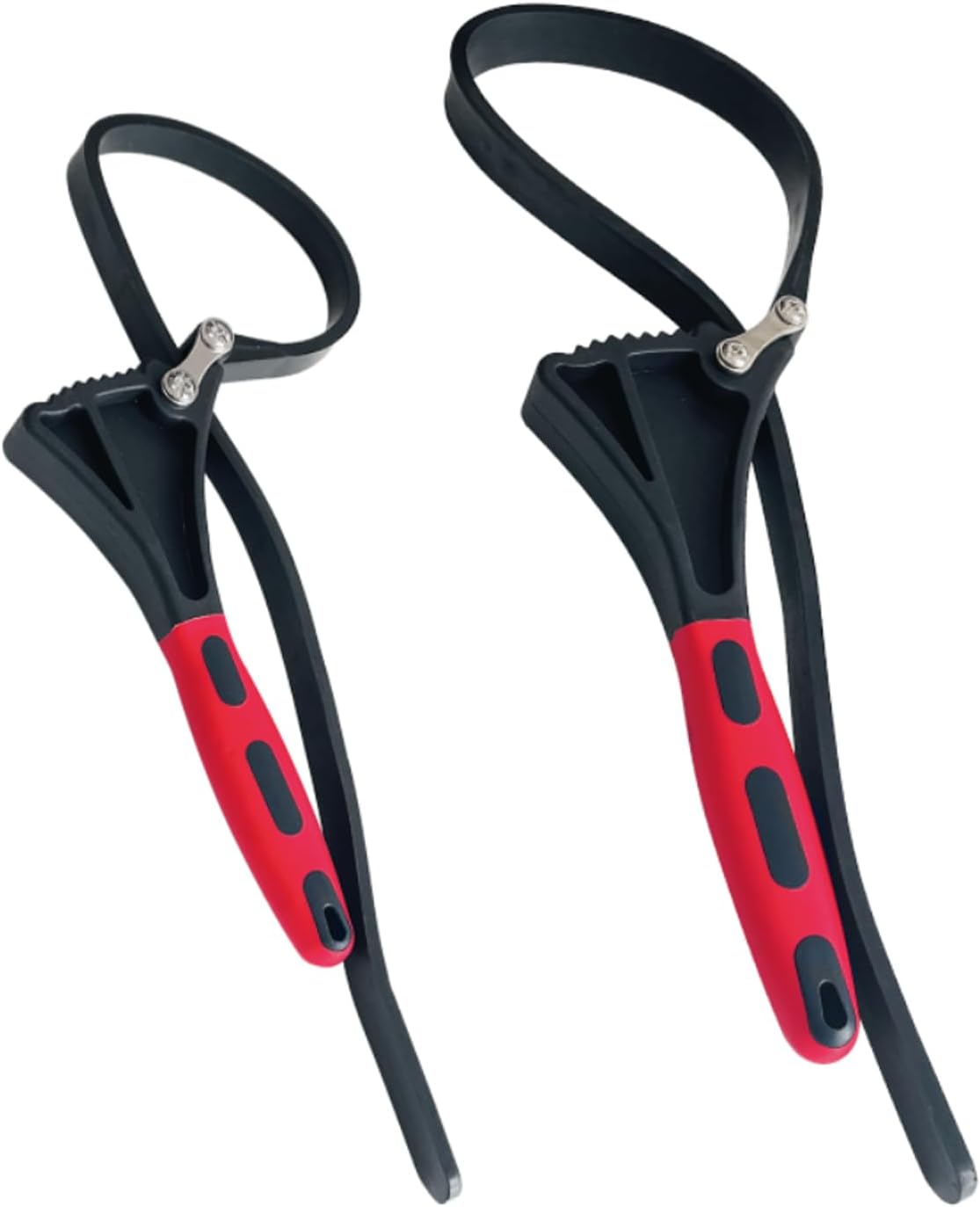 2 Piece Rubber Strap Wrench Set, Adjustable Oil Filter Wrench with 4" & 6" Max Diameter, Jar Opener Pipe Wrench Tool for Mechanics Plumbers