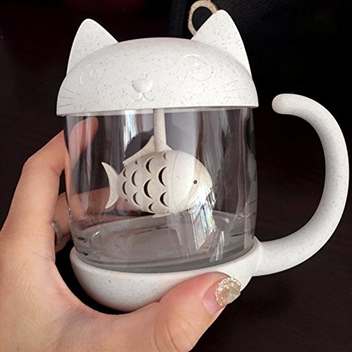 Tazza Da Tè Con Gatto E Infusore - Vetro 250ml, Regalo Perfetto Per Amanti Dei Gatti - Foto 2