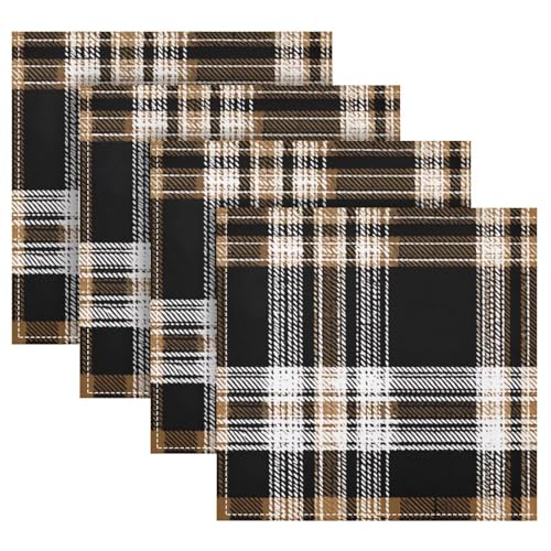 Servilletas de tela 20x20 pulgadas pack 6 tartán marrón negro miniatura 7