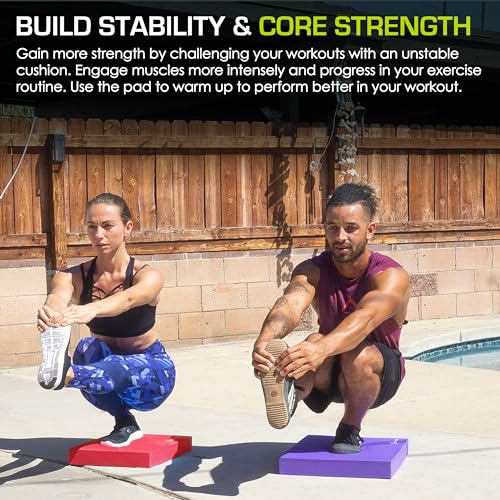 Image of ProsourceFit Exercise Balance Pad, Non-Slip Cushioned Foam Mat & Knee Pad for Fitness and Stability Training, Yoga, Physical Therapy