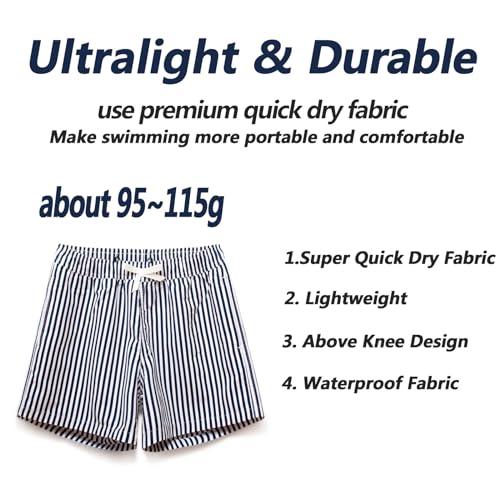 Shorts de natação para meninas de secagem rápida tamanho 8, 10-12, 14-16, 18-20, Azul listrado, 6-7