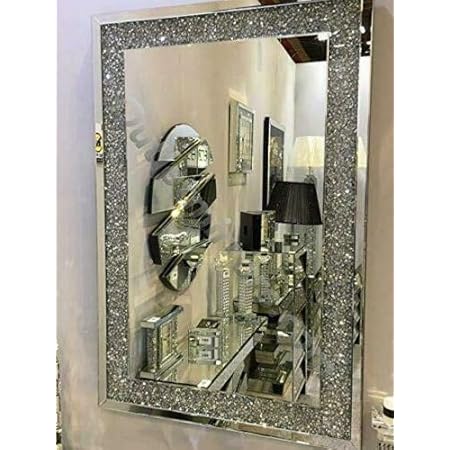 CRUSHED JEWEL WALL MIRROR LOOSE DIAMANTE NEW CRYSTAL SQUARE DECOR ...