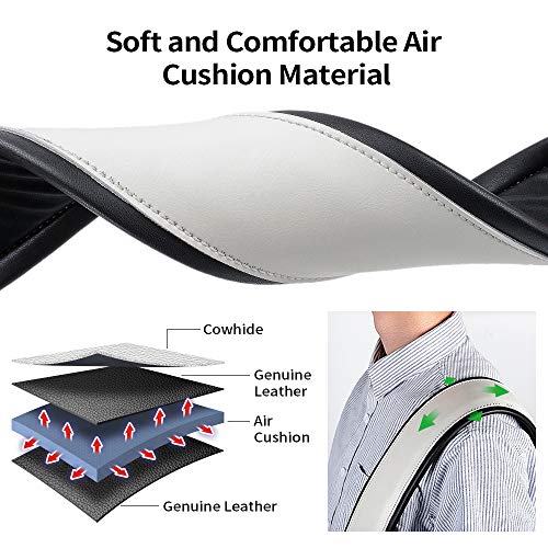 Bestsounds Genuine Leather Guitar Strap For Electric & Acoustic Bass Guitar, White Padded Guitar Strap #TOP2