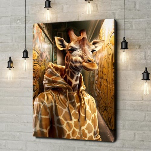 Artmazing | Giraffe Bild bunt | Bild Giraffe | S-Art Bilder | Giraffenbilder Modern | Leinwandbilder XXL Wohnzimmer | Wandbild Giraffe Deko XXL | Bild Leinwand XXL | Buntes Poster für Wand