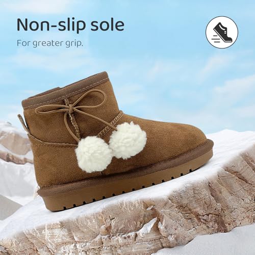 Kids Snow Boots for Girls Boys Comfy Warm Fur Lined Winter Boots Lightweight Slip On Fuzzy Ankle Boot (Little/Big Kids)4