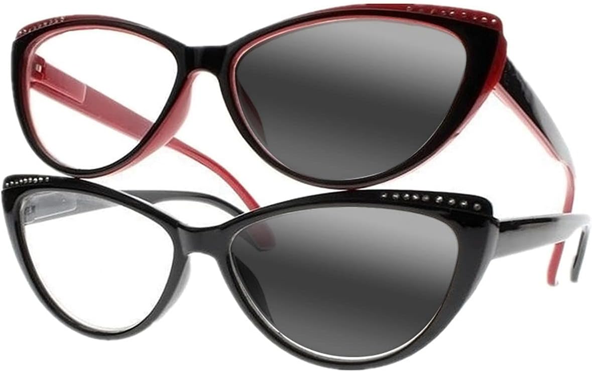 2 Colors Women's Cat Eye Auto Gray Lens UV400 Reading Glass