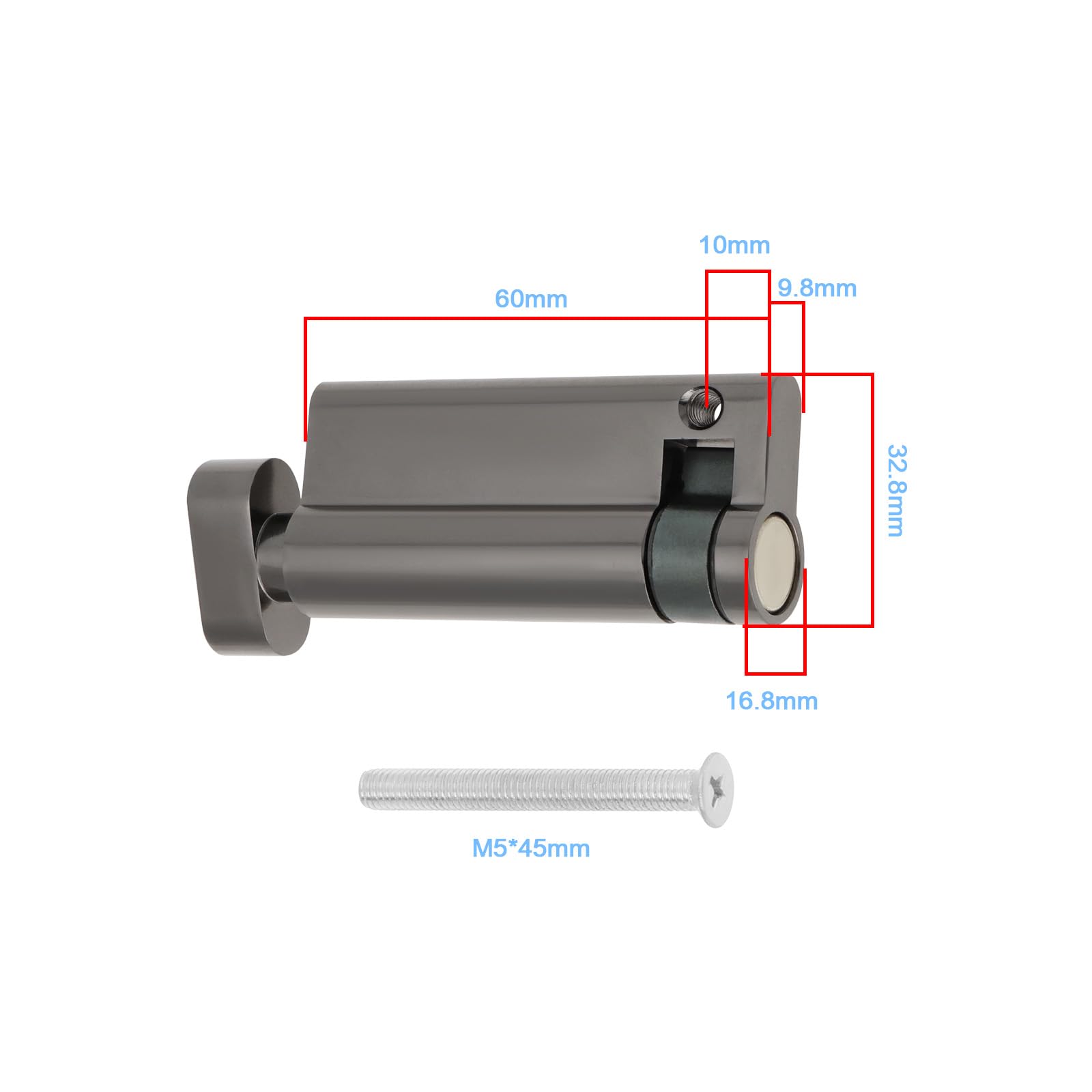 YINETTECH Half Turn Thumb Turn Euro Cylinder Lock for Wooden Composite UPVC European Aluminum Doors, Black with Greyish Hue - Image 4