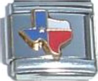 Texas Flag On State Outline Italian Charm