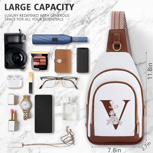 Personalized Crossbody Bag for Women Leather Sling Bags with Initial Letter Pack Chest Bag for Travel, Gift for Wife Mom3