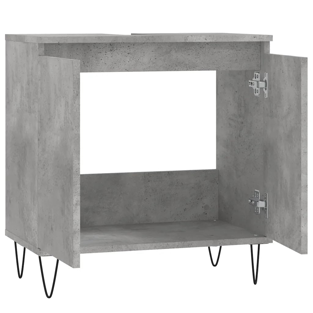 Helloshop26 Armoire de Salle de Bain Design Moderne Grand Rangement 58 x 33 x 60 cm en Bois Gris béton 02_0049024