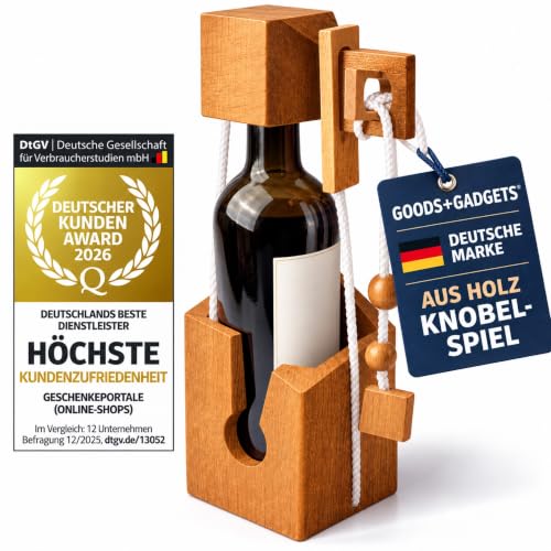 GOODS+GADGETS® Flaschen-Tresor Holz - Flaschen-Puzzle Knobelspiel – Ansicht 1