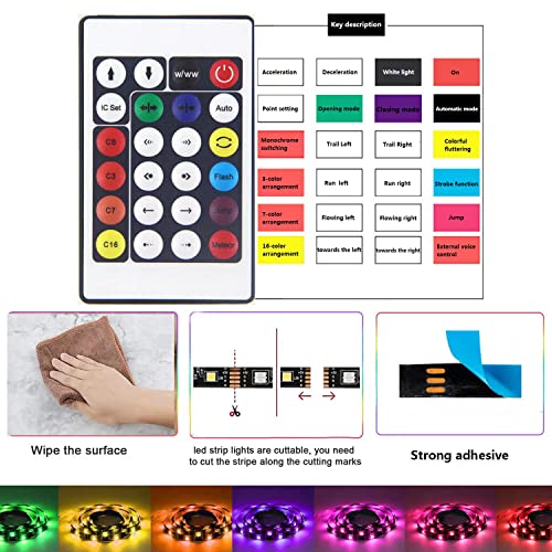 Tira LED RGB WS2812B 6.5 pies USB impermeable miniatura 4