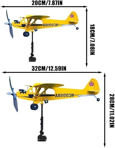 Piper J3 Cub Airplane Weathervane, 2023 New Airplane Wind Vane Spinner Metal Weathervane Windmill, Airplane Weathervanes Outdoor Weather Vanes Decor Gift For Garden Yard Roof (20 * 18Cm) #TOP6