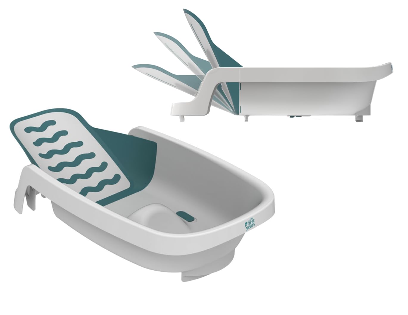 The First Years 4-in-1 Reclining Baby Bathtub – Grows-with-Baby Adjustable Bath Seat – Multi-Position Backrest for Newborn, Infant & Toddler Use –