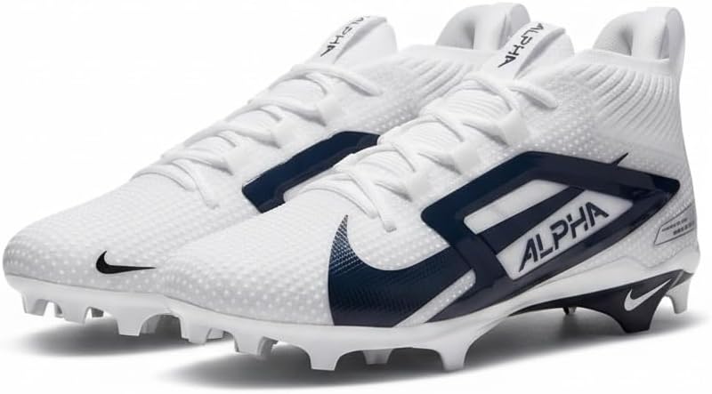 Nike Alpha Menace Elite 4 Football Cleats, White/Navy/Black, Size 11 US FZ7701-105 - Image 3