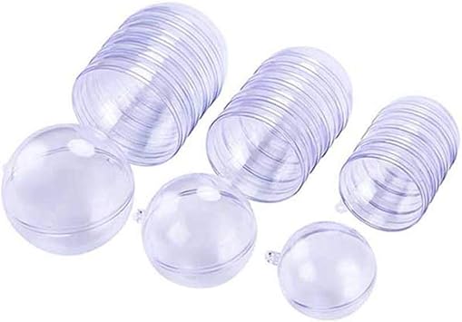 15PCS Transparent Plastic Fill-able Ball Ornament Hollow Sphere Snap-On Ball Christmas Decorations Clear Fillable Ball Wedding Party Decor by Rely2016