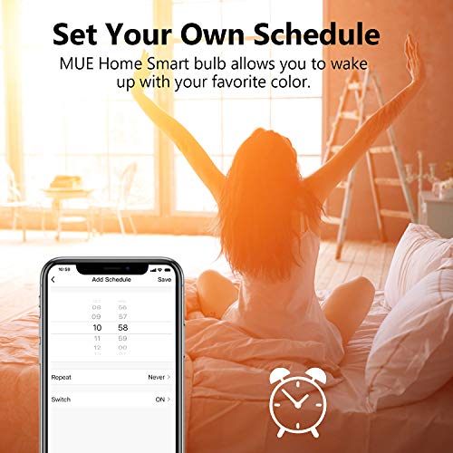 MUE Home Smart LED Light Bulb, 10W BR30 WiFi RGB Color and White Changing, E26 Base 60W Equivalent, Works with Alexa, Google Home, Automation, Remote Control, Timer (Pack of 2)