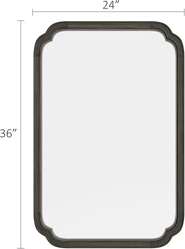 Miniatura 3 de HOMECOOKIN Espejos de baño de madera para montar en la pared, 24 x 36 pulgadas, espejos de pared con marco de madera rústica, espejos decorativos