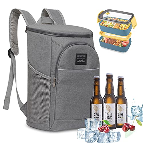 DASJD Bolsa térmica para Picnic, Impermeable y a Prueba de Fugas, Mochila térmica Grande para Playa, Familia, Viajes, Camping, Trabajo, barbacoas y Actividades al Aire Libre,Gris