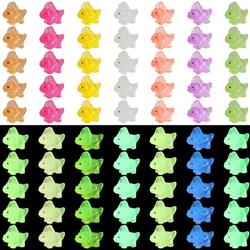 WEWAYSMILE 70pcs Luminous Mini Dinosaur Resin Animals, Glow in The Dark, for Patio Home Decor DIY Crafts (7 Styles)