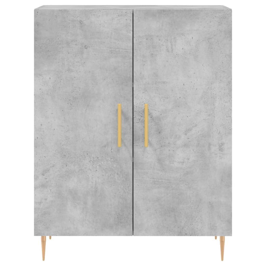 Kredens szary beton 69,5x34x90 cm drewno inżynieryjne, komoda do przechowywania sypialni, szafka z szufladami, komody z szufladami